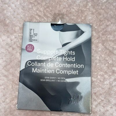 H&M Black Semi Shiny Support Tights Complete Hold - Size Small - BNIB